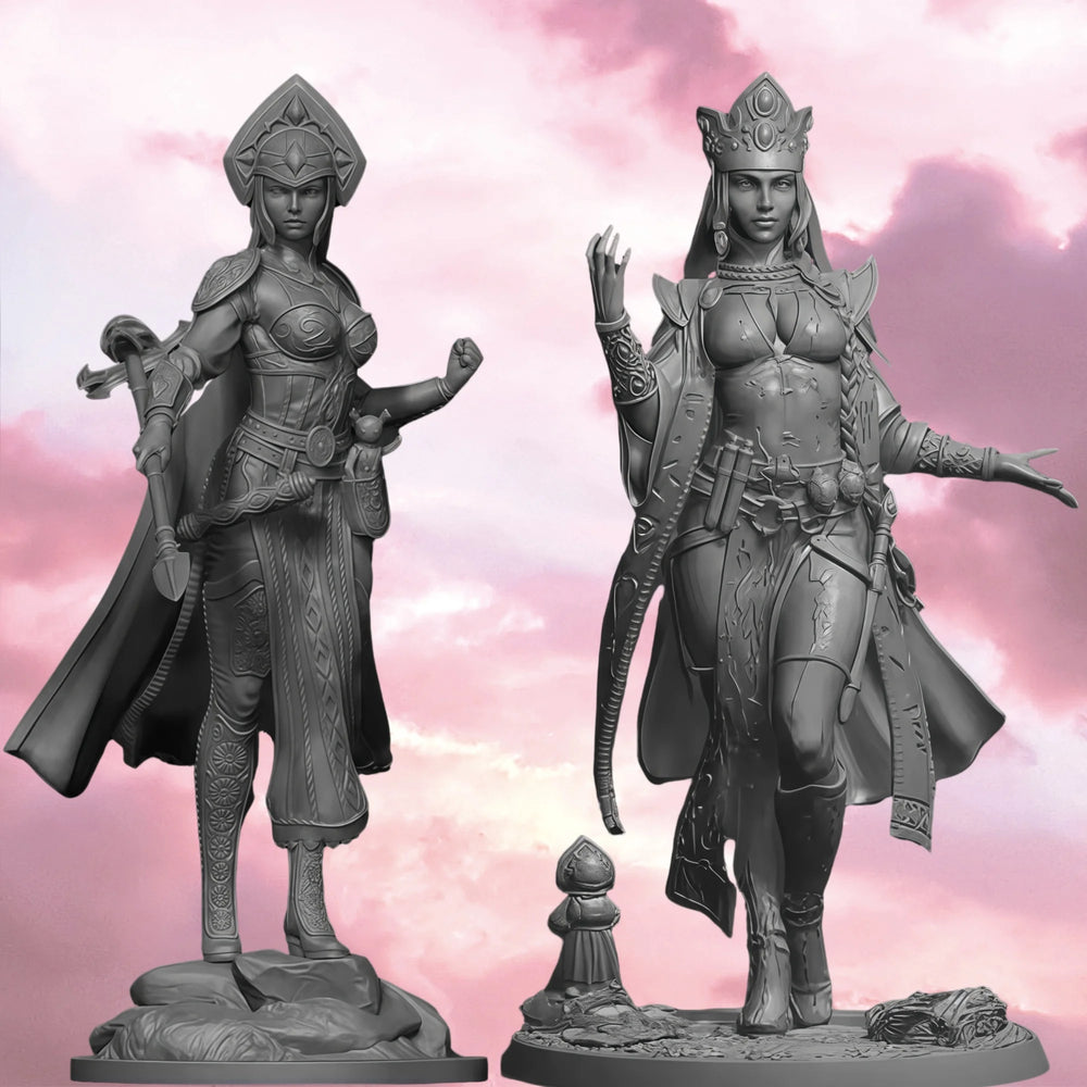 1/24 Ornate Fantasy Female Warriors, 2 Figures, Resin Model Figure Kit, Fantasy Theme, Unassembled and Unpainted