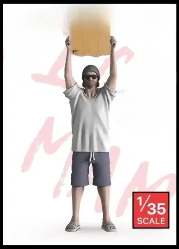 1/35 Modern Civilian Celebrating Victory, Resin Model Figure Kit, Unassembled and Unpainted