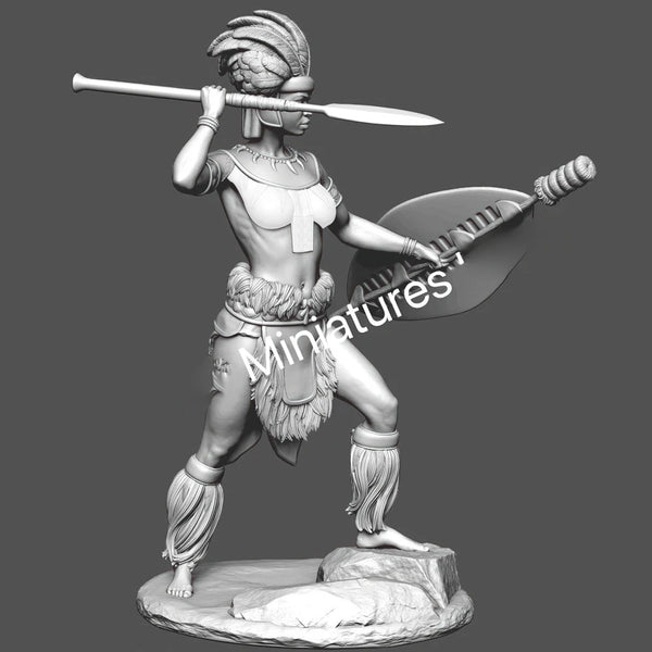 1/24 Zulu Warrior, Resin Model Figure Kit, Military Theme, Unassembled and Unpainted