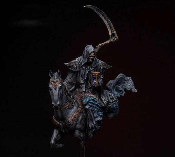 90mm Grim Reaper on Skeletal Horse, Resin Model Figure Kit, Fantasy Theme, Unassembled and Unpainted