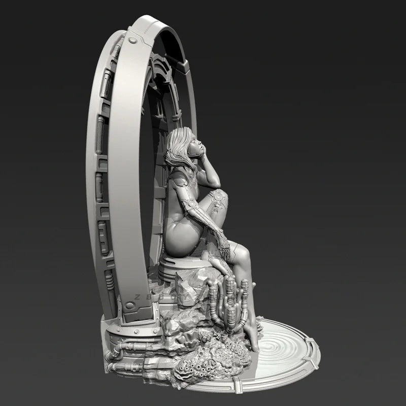 80mm Mechanical Girl, Resin Model Figure Kit, Unassembled and Unpainted