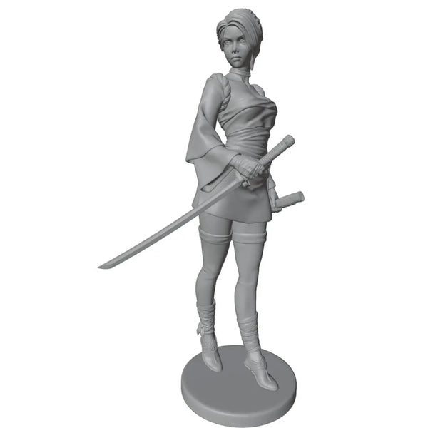 1/24 Dual-Wielding Swordswoman with Wrapped Armor, Resin Model Figure Kit, Fantasy Theme, Unassembled and Unpainted