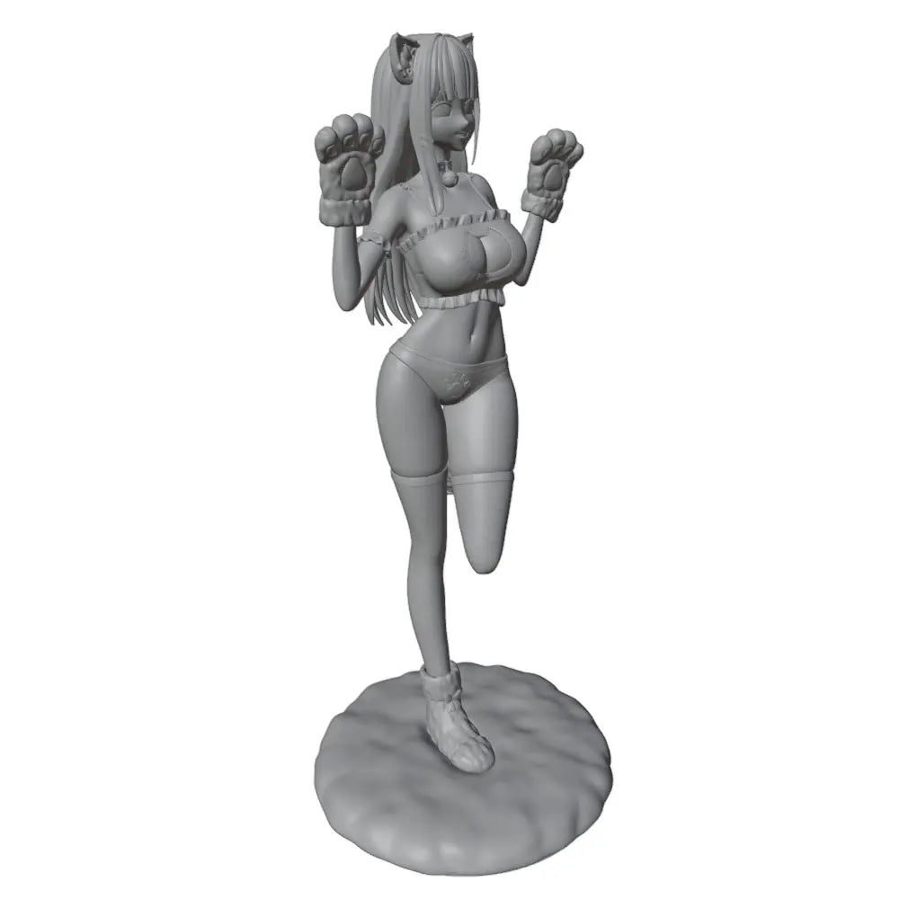1/24 Catgirl in Crop Top with Paw Claws, Resin Model Figure Kit, Anime Theme, Unassembled and Unpainted