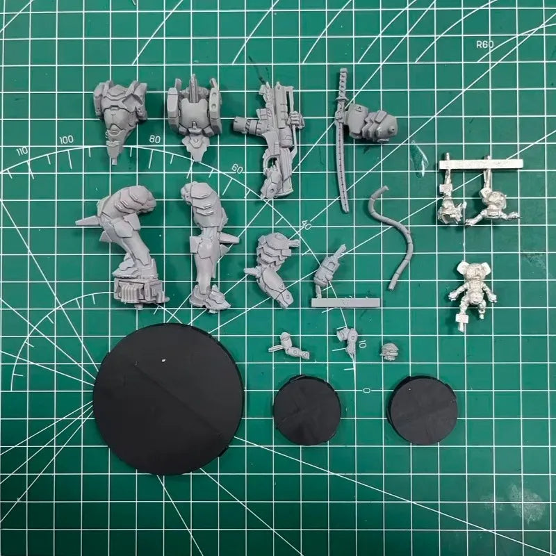 40mm O-Yoroi Kidobutai Mecha Warrior, 3 Figures, Resin Model Figure Kit, Anime Theme, Unassembled and Unpainted