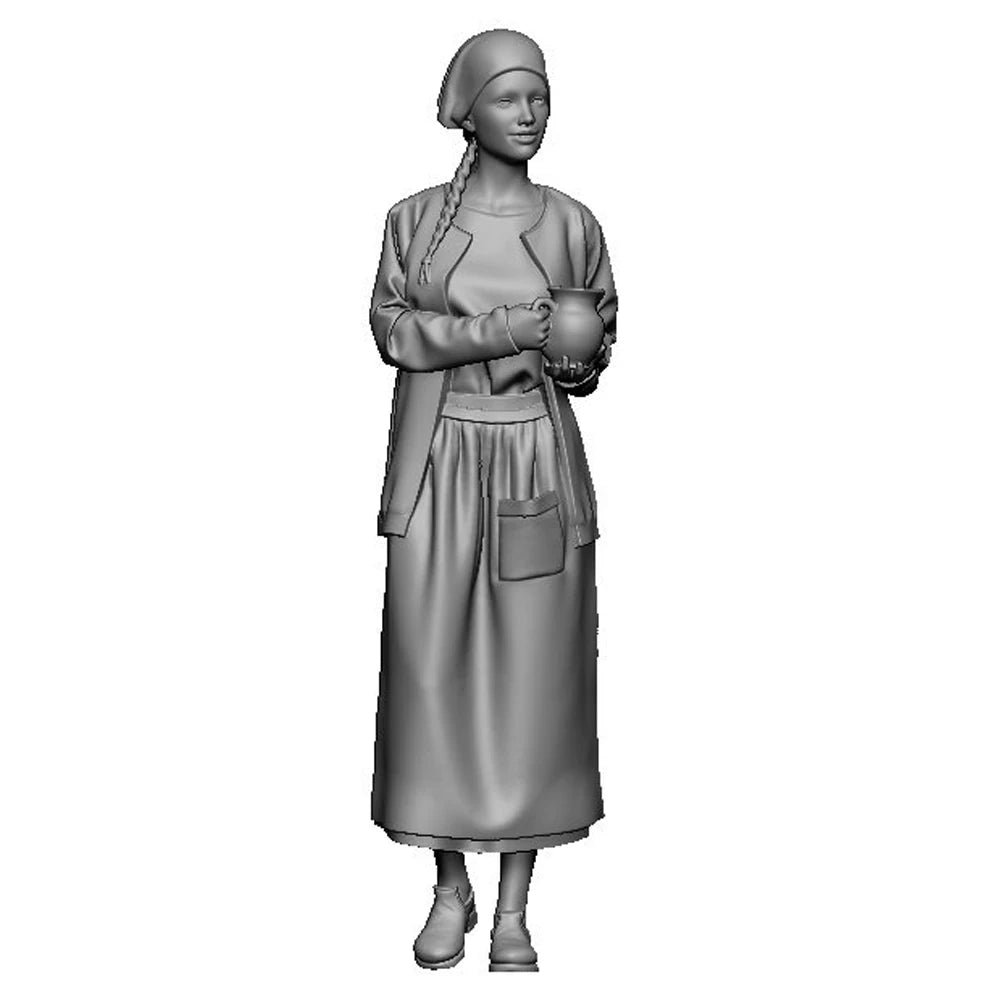1/35 Modern 1940s Woman in Cardigan and Skirt, Resin Model Figure Kit, Unassembled and Unpainted