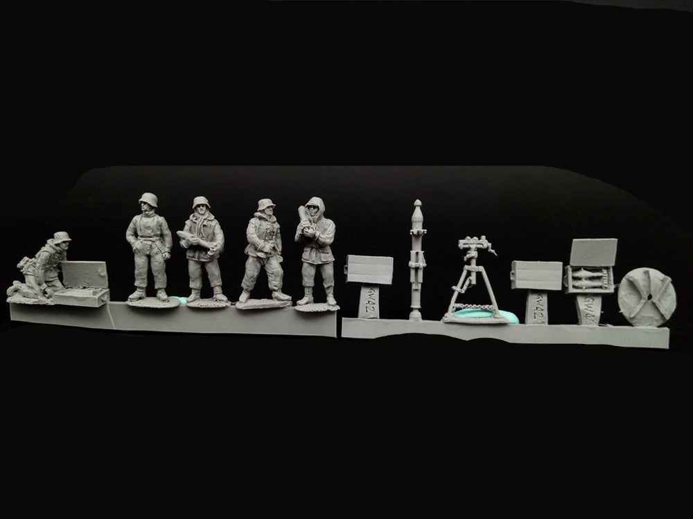 1/72 Modern Military Mortar Crew (4-Person), 4 Figures, Resin Model Figure Kit, Unassembled and Unpainted