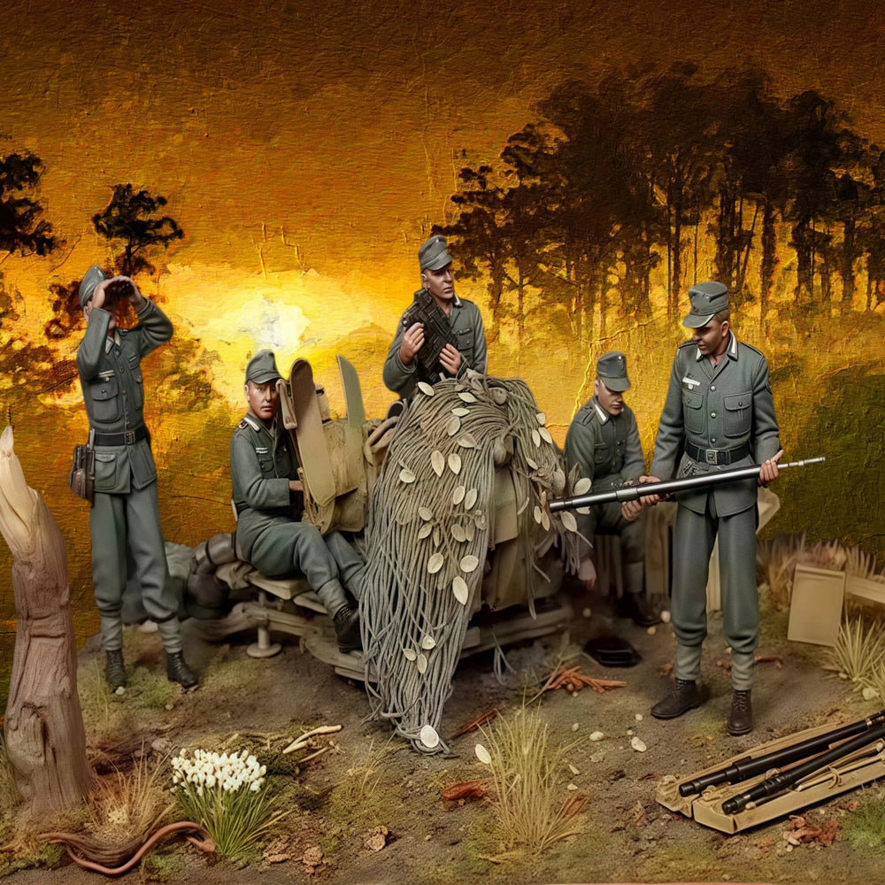 1/35 WWII German Wehrmacht Combat Team, 7 Figures, Resin Model Figure Kit, Unassembled and Unpainted