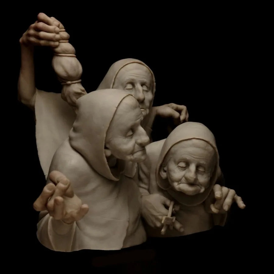 1/12 Three Grannies, 3 Figures, Resin Model Figure Kit, Anime Theme, Unassembled and Unpainted