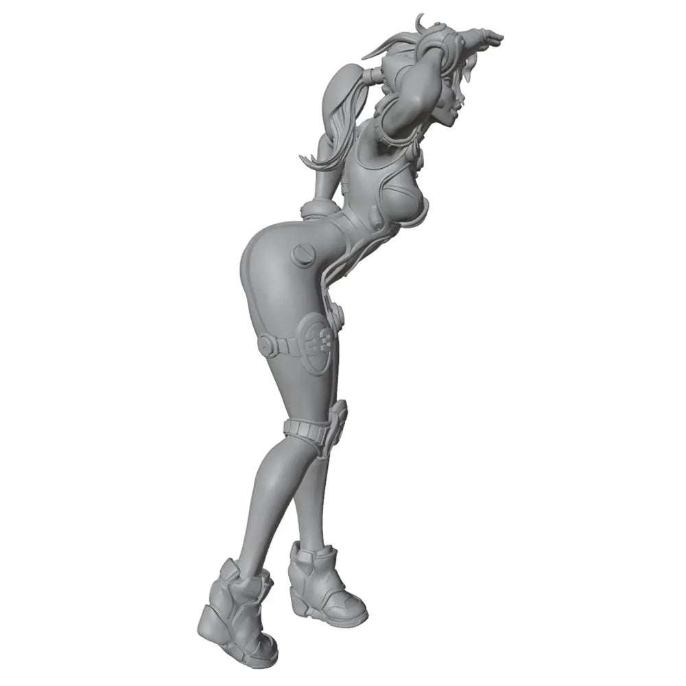1/24 Female Warrior with Wavy Hair in Confident Stance, Resin Model Figure Kit, Unassembled and Unpainted