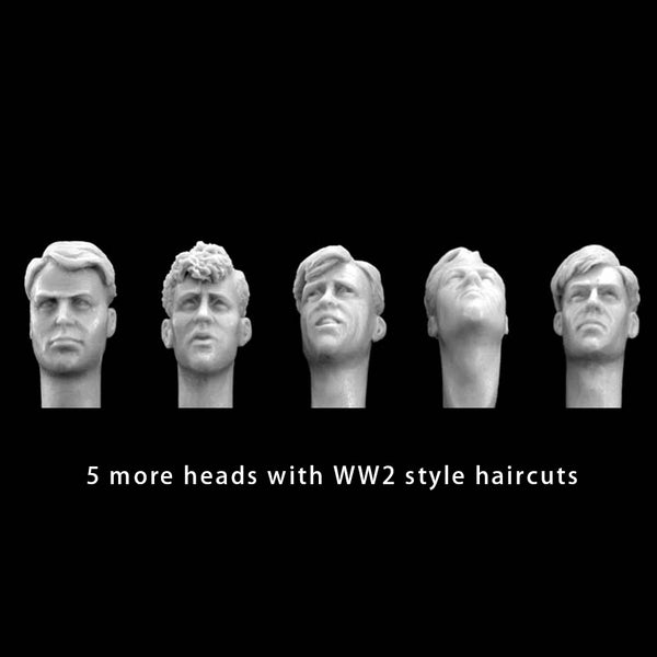1/35 WWII German Soldier Heads with Regulation Haircuts, 5 Figures, Resin Model Figure Kit, Unassembled and Unpainted