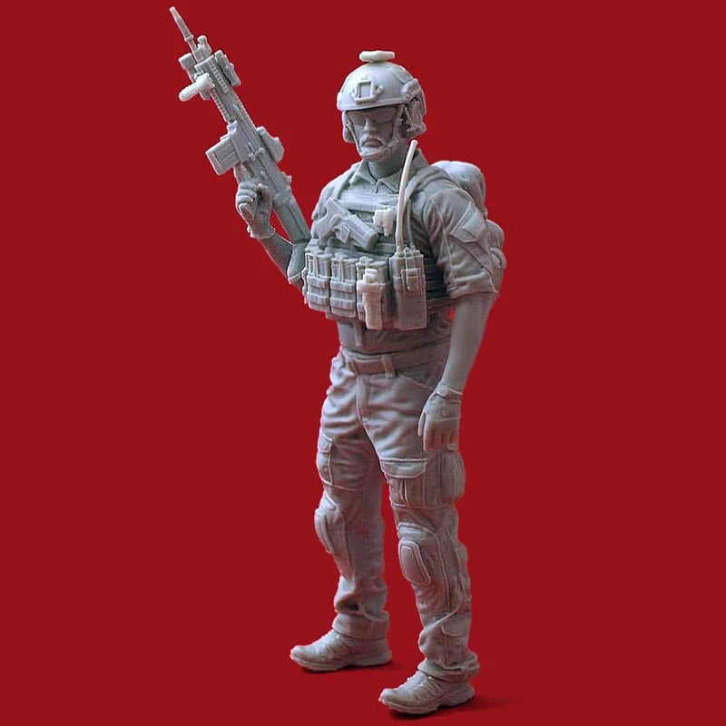 1/16 Modern Tactical Operator with Rifle at Ready, Resin Model Figure Kit, Unassembled and Unpainted