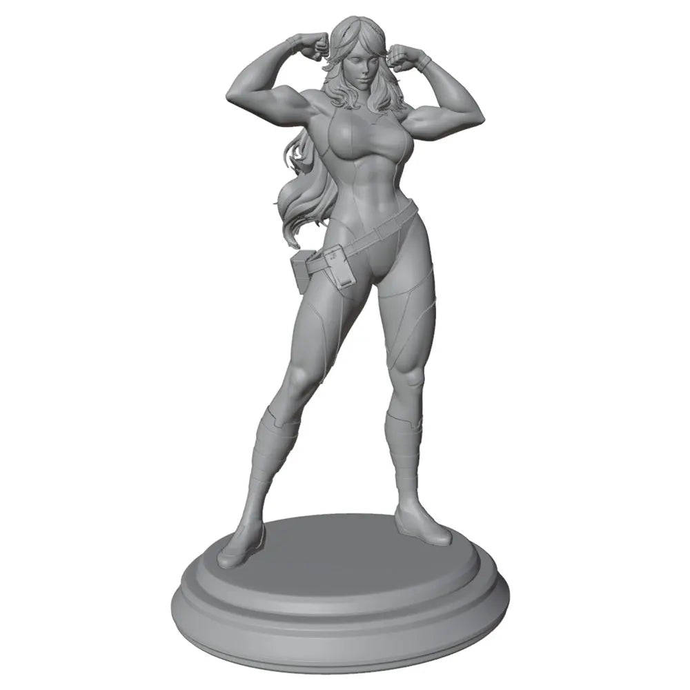 75mm Long-Haired Fantasy Warrior Flexing, Resin Model Figure Kit, Unassembled and Unpainted