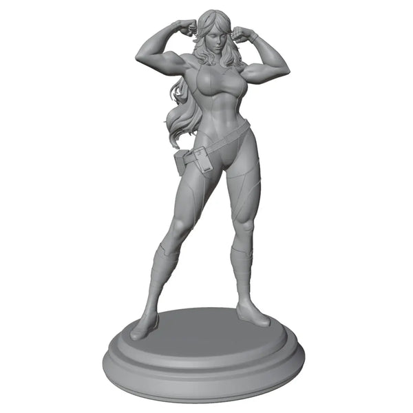75mm Long-Haired Fantasy Warrior Flexing, Resin Model Figure Kit, Unassembled and Unpainted