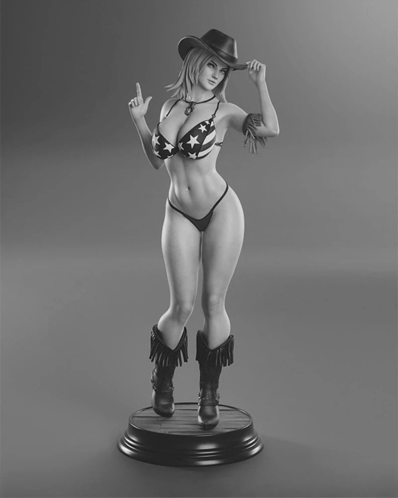 75mm Bikini Cowgirl Pinup, Resin Model Figure Kit, Unassembled and Unpainted