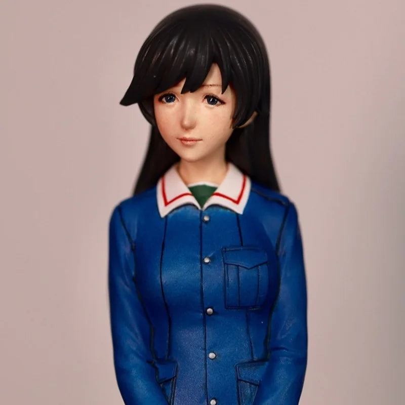 1/12 Long-Haired Anime Schoolgirl in Blue Sailor Uniform, Resin Model Figure Kit, Anime Theme, Unassembled and Unpainted