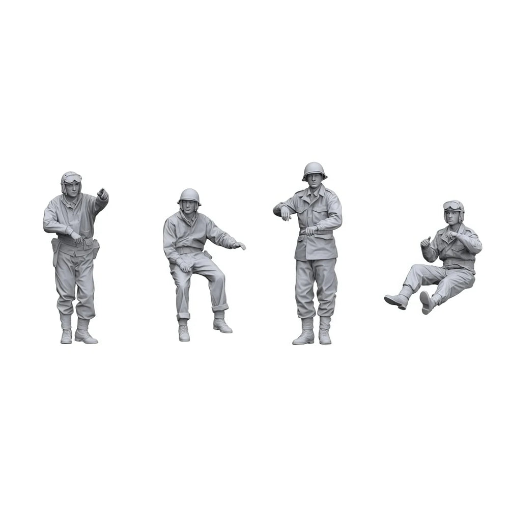 1/35 WWI US Tank Crew, 4 Figures, Resin Model Figure Kit, Unassembled and Unpainted