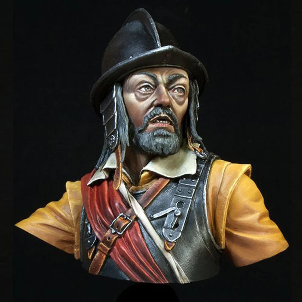 1/9 Napoleonic Cossack Hetman in Yellow Tunic and Red Sash, Resin Model Bust Kit, Unassembled and Unpainted
