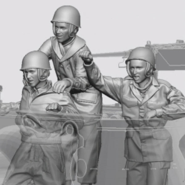 1/35 WWII US Army Crew Celebrating, 3 Figures, Resin Model Figure Kit, Unassembled and Unpainted