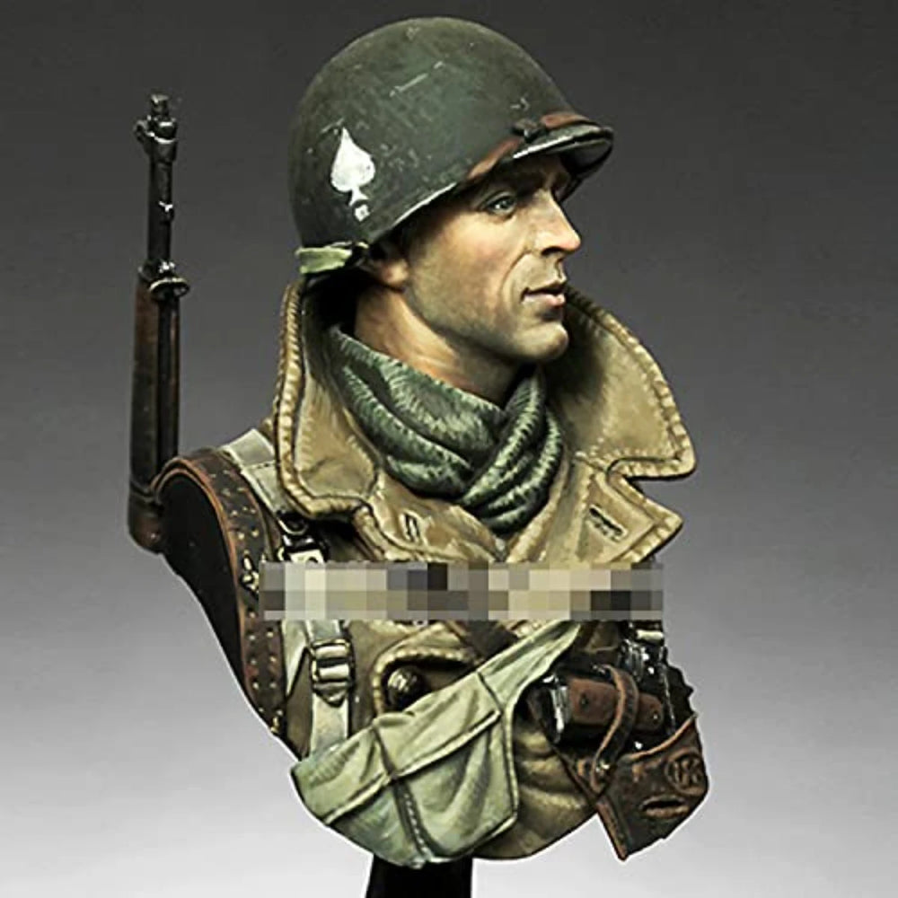 1/10 WWII US 101st Airborne Infantryman with Rifle, Resin Model Bust Kit, Unassembled and Unpainted