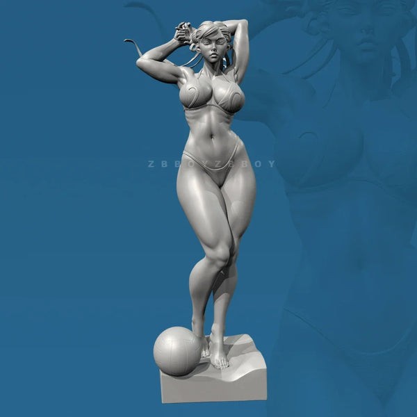 75mm Female Pin-up with Sphere Base, Resin Model Figure Kit, Unassembled and Unpainted