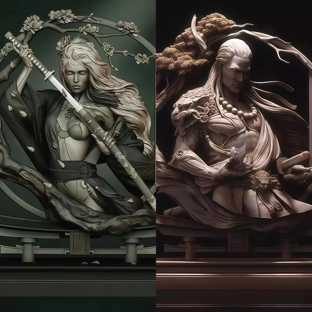 1/10 Female Fantasy Warrior, Resin Model Figure Kit, Fantasy Theme, Unassembled and Unpainted