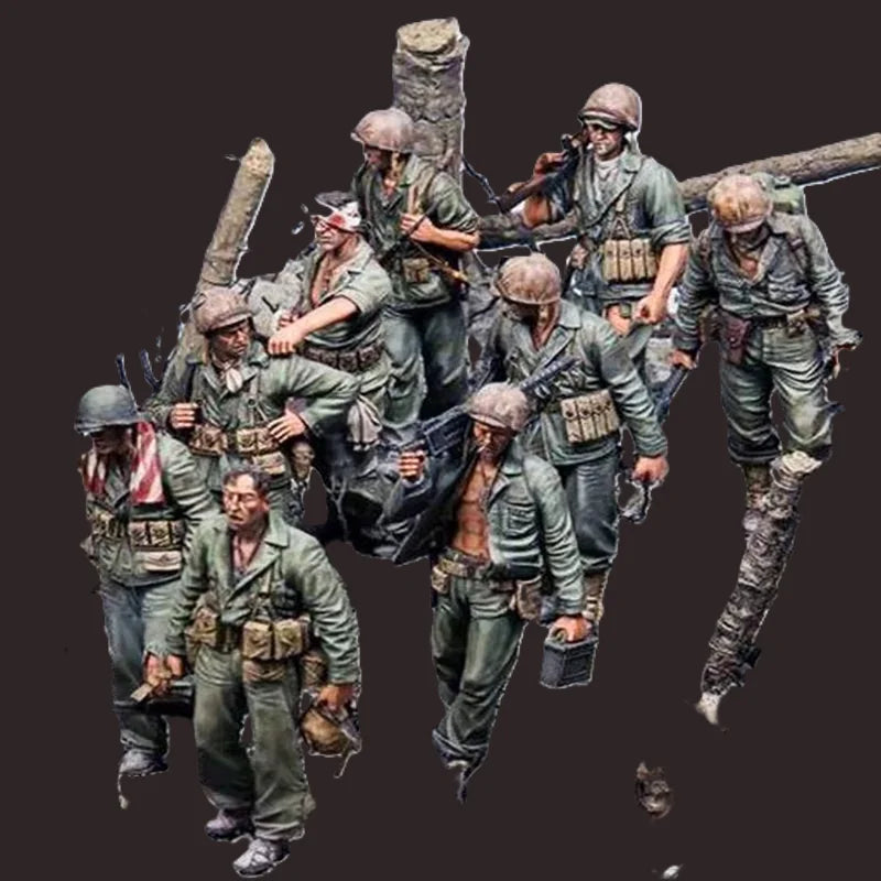 1/35 WWI Soldiers in Trench Combat, 9 Figures, Resin Model Figure Kit, Unassembled and Unpainted