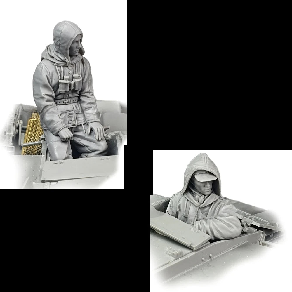 1/35 Modern German Panzer Commander in Hatch with Binoculars, 2 Figures, Resin Model Figure Kit, Unassembled and Unpainted