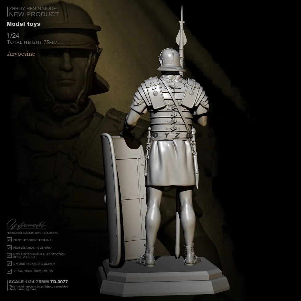 1/24 Ancient Roman Legionnaire in Segmented Armor with Pilum, Resin Model Figure Kit, Unassembled and Unpainted