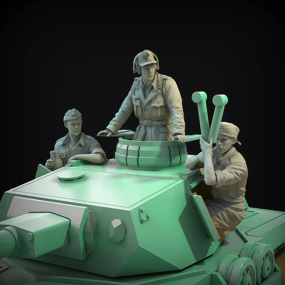 1/35 WWII German Panzer Crew at Tank Gun, 3 Figures, Resin Model Figure Kit, Unassembled and Unpainted