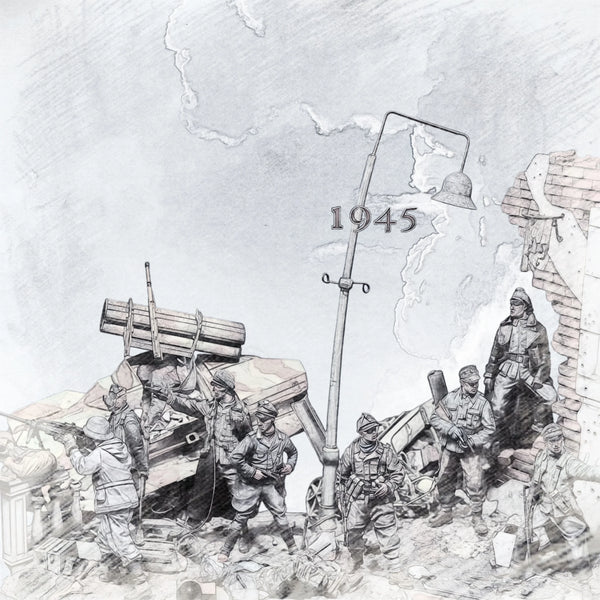 1/35 WWII Combat Scene, 6 Figures, Resin Model Diorama Kit, Unassembled and Unpainted