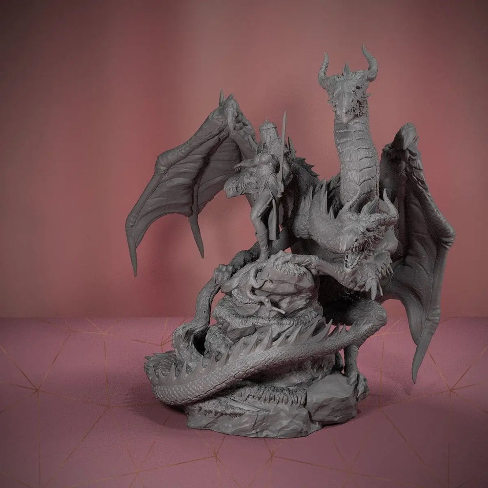 90mm Three-Headed Dragon Queen, Resin Model Figure Kit, Fantasy Theme, Unassembled and Unpainted