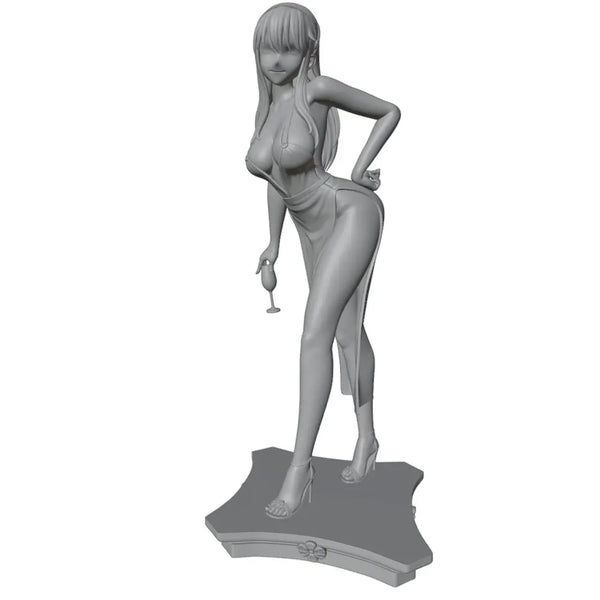 1/24 Long-Haired Anime Pin-up in Swimwear, Resin Model Figure Kit, Unassembled and Unpainted