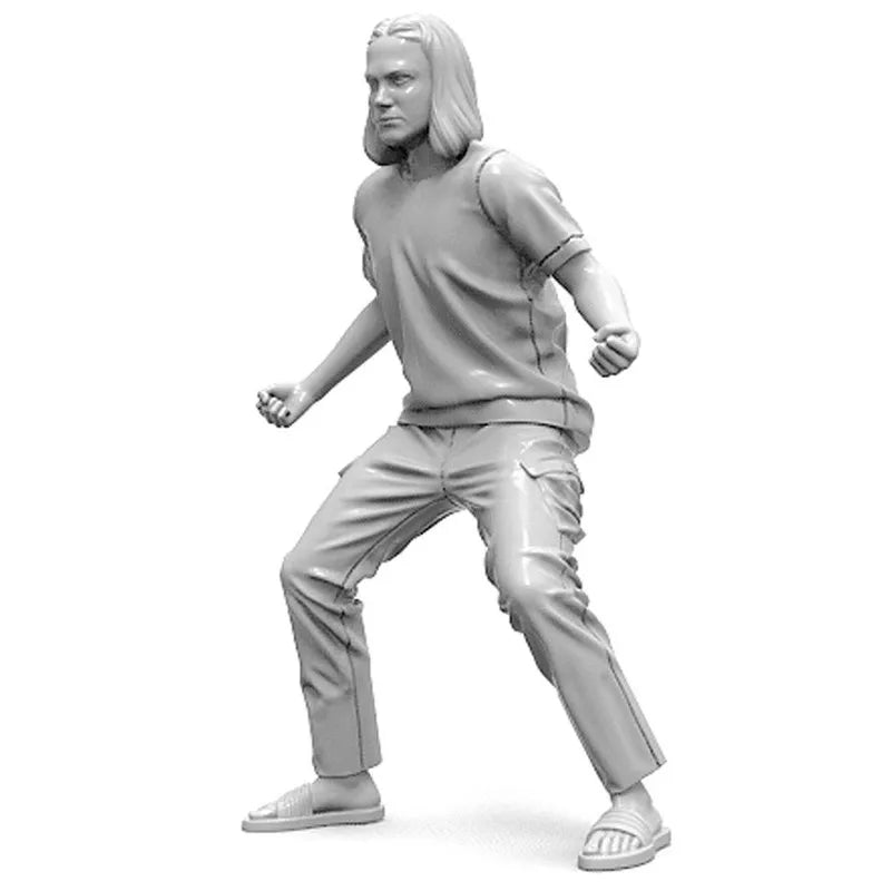 1/24 Long-Haired Anime Girl in Cargo Pants, Resin Model Figure Kit, Anime Theme, Unassembled and Unpainted