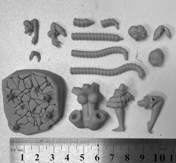 1/24 Octopus and Girl, 2 Figures, Resin Model Diorama Kit, Fantasy Theme, Unassembled and Unpainted
