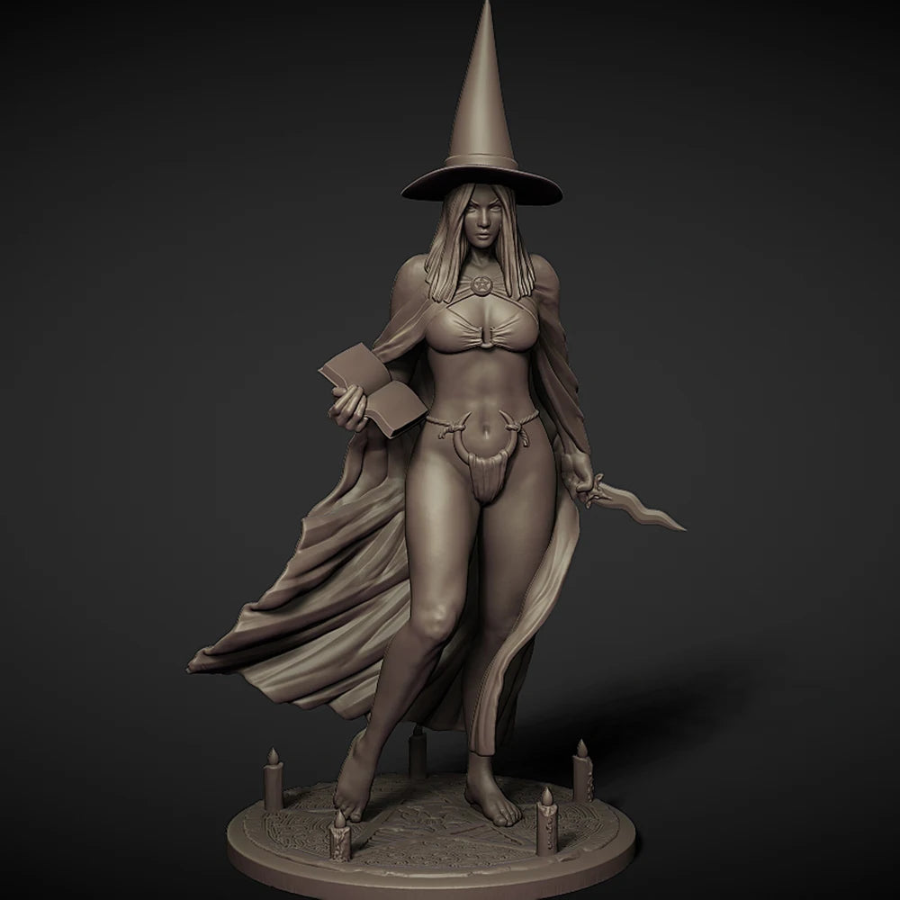 1/24 Witch Sorceress, Resin Model Figure Kit, Fantasy Theme, Unassembled and Unpainted