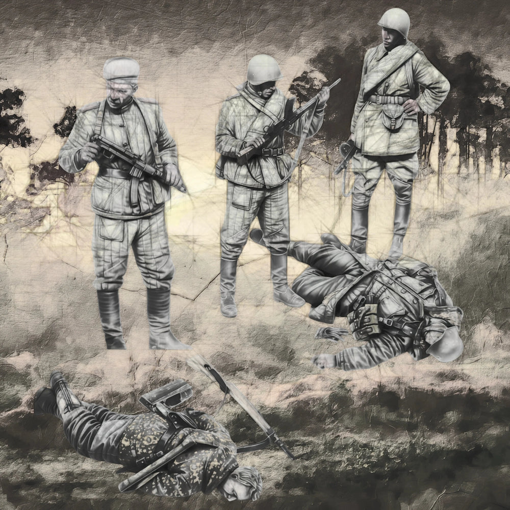 1/35 WWI Soldiers with Casualties, 8 Figures, Resin Model Figure Kit, Unassembled and Unpainted