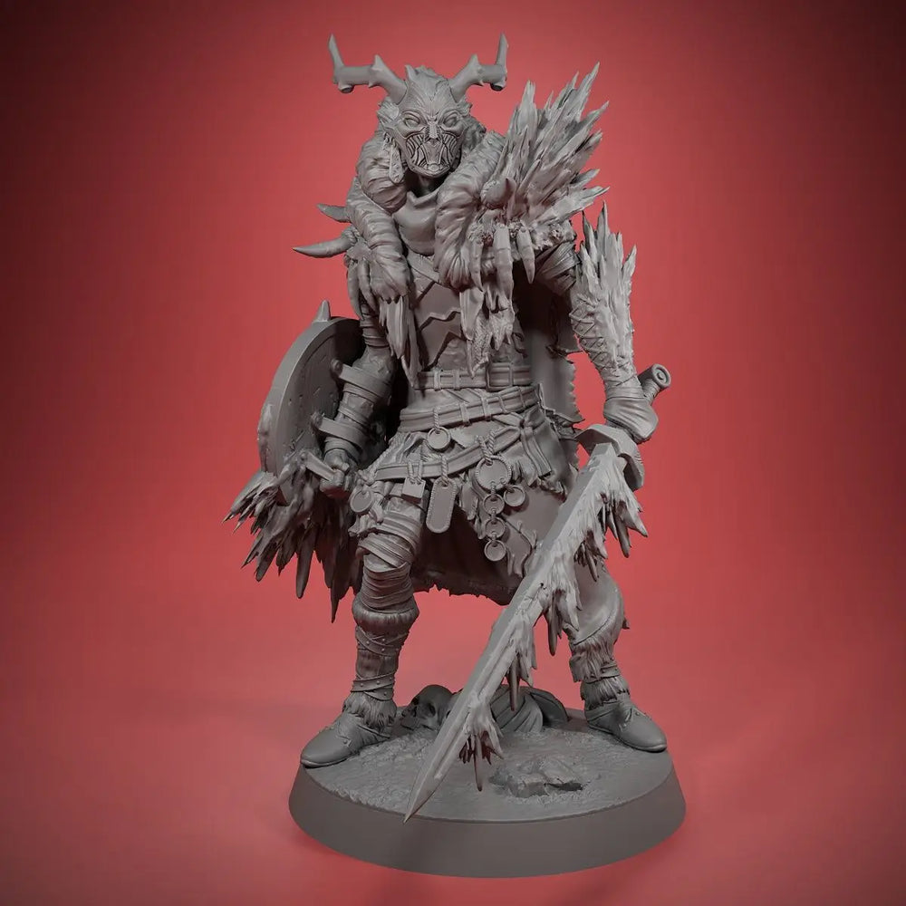 45mm Demon Warrior, Resin Model Figure Kit, Fantasy Theme, Unassembled and Unpainted