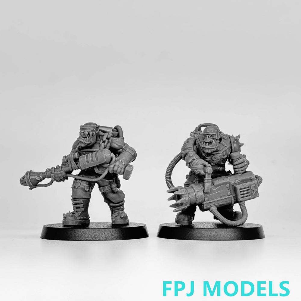 28mm Armored Sci-Fi Troopers with Heavy Weapons, 18 Figures, Resin Model Figure Kit, Sci-Fi Theme, Unassembled and Unpainted