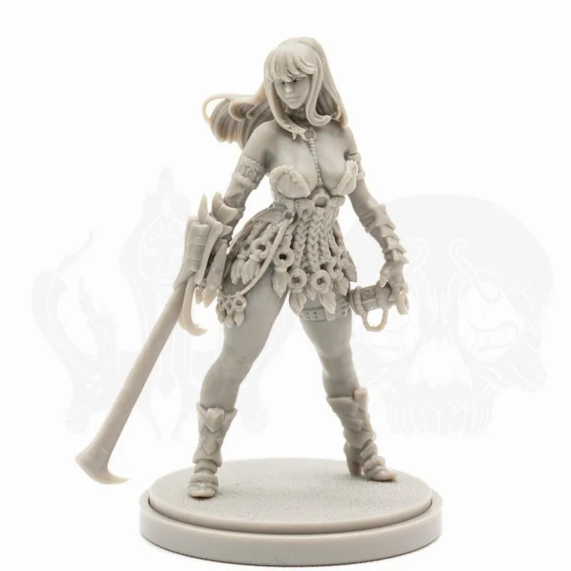 30mm Female Warrior with Dual Swords, Resin Model Figure Kit, Fantasy Theme, Unassembled and Unpainted