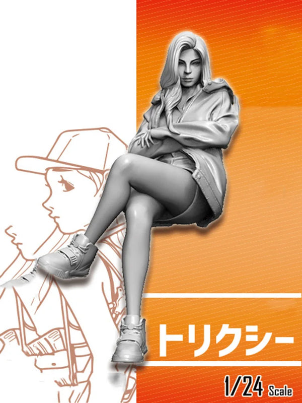 1/24 Seated Blonde Operative in Tactical Jacket, Resin Model Figure Kit, Unassembled and Unpainted