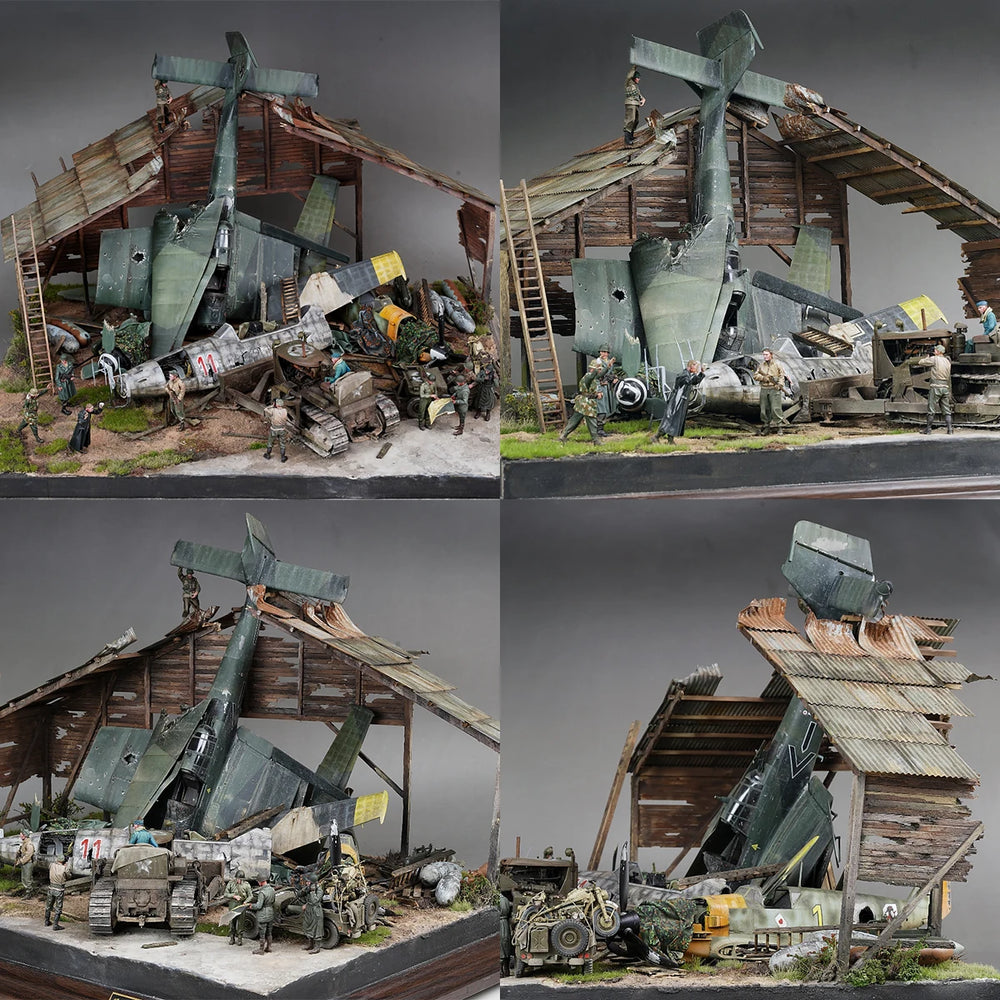 1/35 WWII German Workshop Complex, 8 Figures, Resin Model Diorama Kit, Unassembled and Unpainted