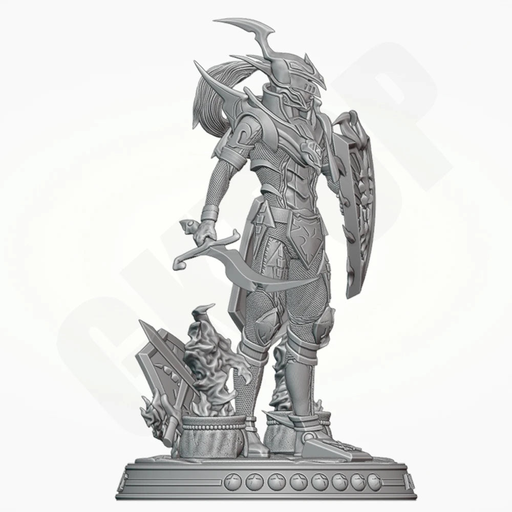 1/24 Horned Demon in Ornate Armor, Resin Model Figure Kit, Fantasy Theme, Unassembled and Unpainted