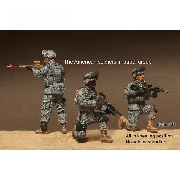 1/35 Modern American Patrol Team, 3 Figures, Resin Model Figure Kit, Unassembled and Unpainted