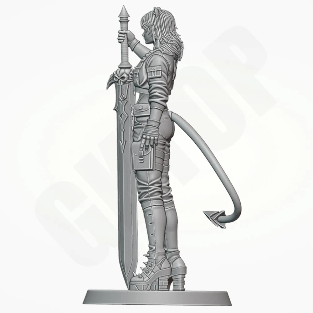 1/24 Cat Warrior Girl, Resin Model Figure Kit, Fantasy Theme, Unassembled and Unpainted