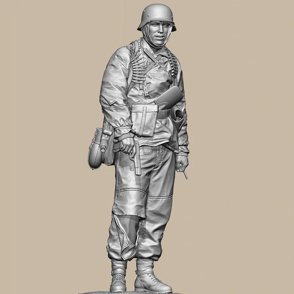 1/16 WWII German Infantry Standing Ready, Resin Model Figure Kit, Unassembled and Unpainted