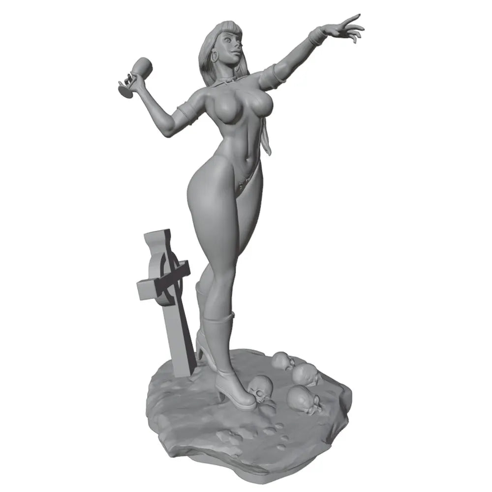 1/24 Fantasy Female with Staff, Resin Model Figure Kit, Unassembled and Unpainted