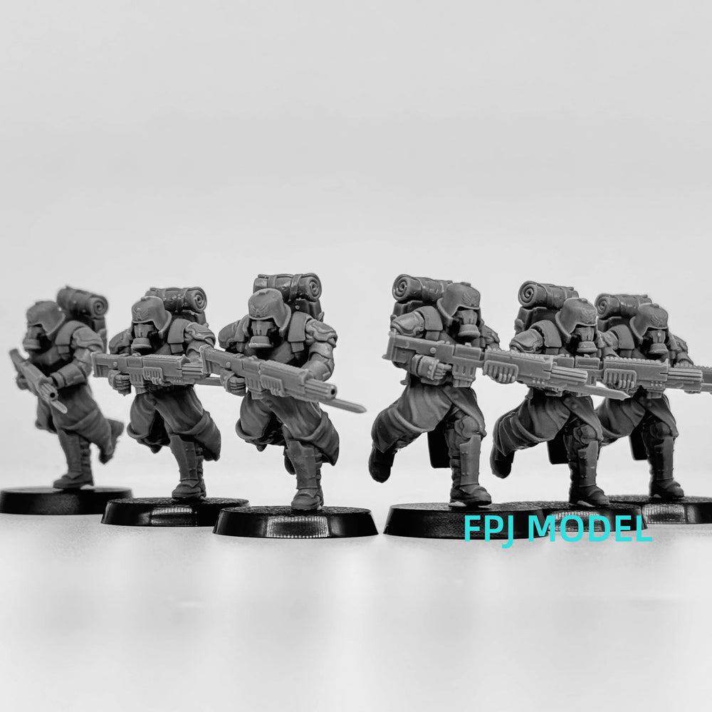 Grim Guard Futuristic Soldiers, 6 Figures, Resin Model Figure Kit, Sci-Fi Theme, Unassembled and Unpainted