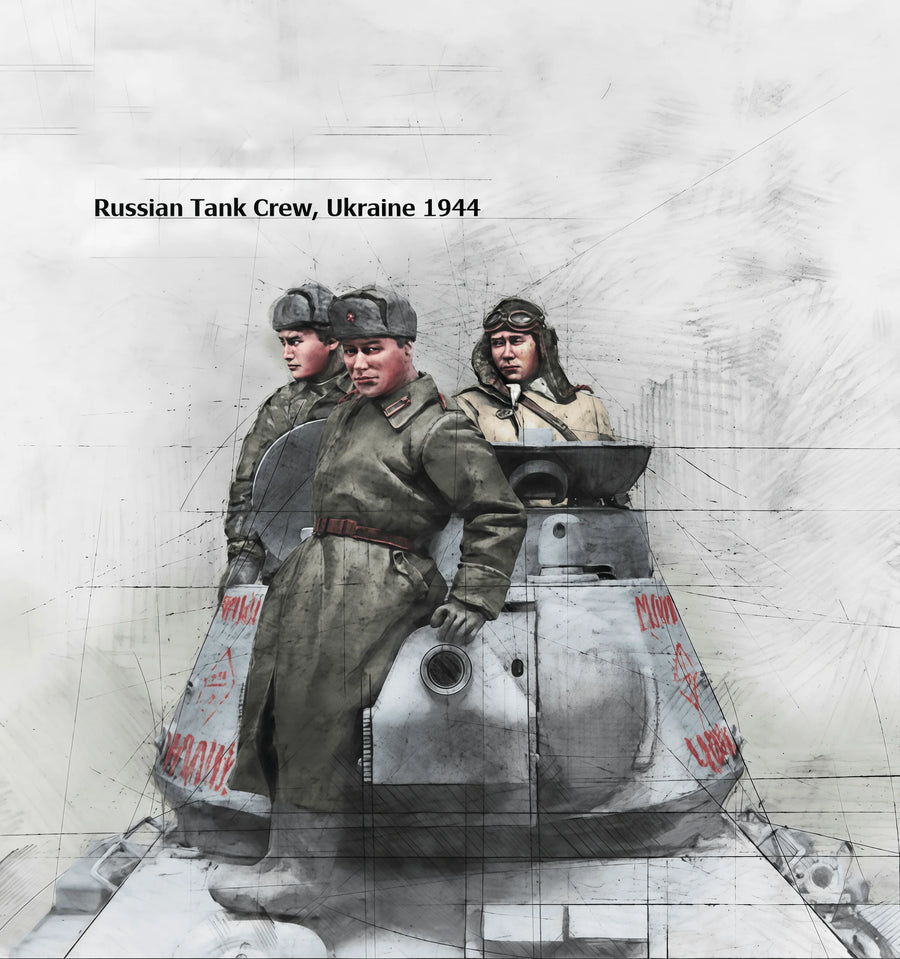 WWII Soviet Tank Crew T-Series 1944 Eastern Front 1/35 Resin Figure Set - resin model view 2