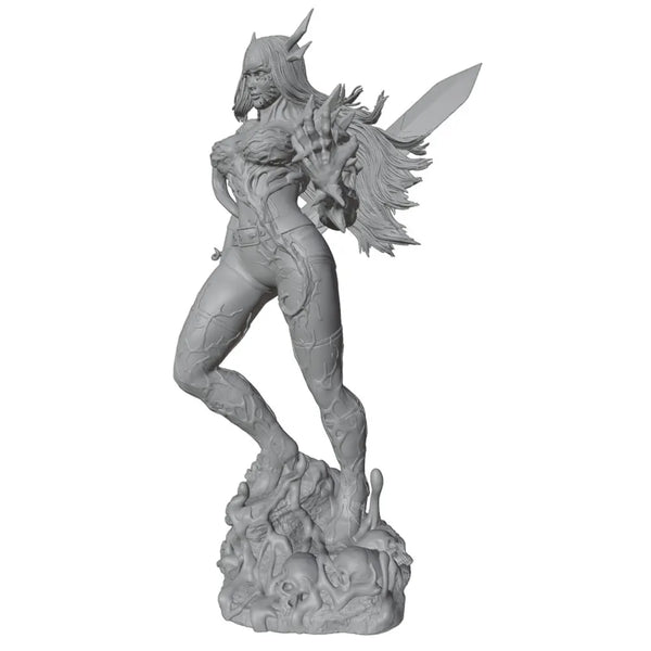 1/24 Horned Demon Warrior with Greatsword, Resin Model Figure Kit, Fantasy Theme, Unassembled and Unpainted