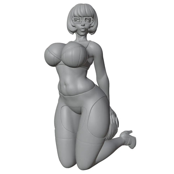 75mm Pin-up Female with Pumpkin, Resin Model Figure Kit, Unassembled and Unpainted